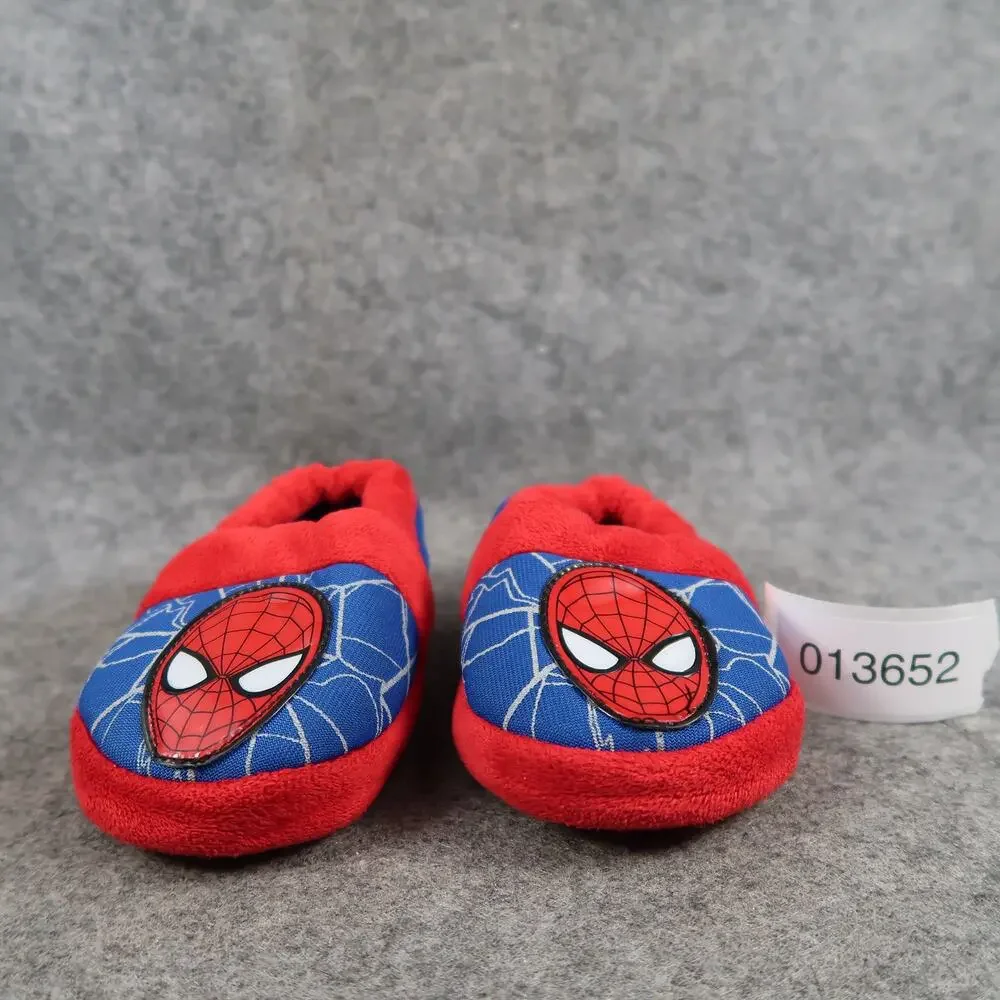 Baby Toddler Slippers 5/6 Marvel Spider Man Red Blue Cartoon Character Slip On